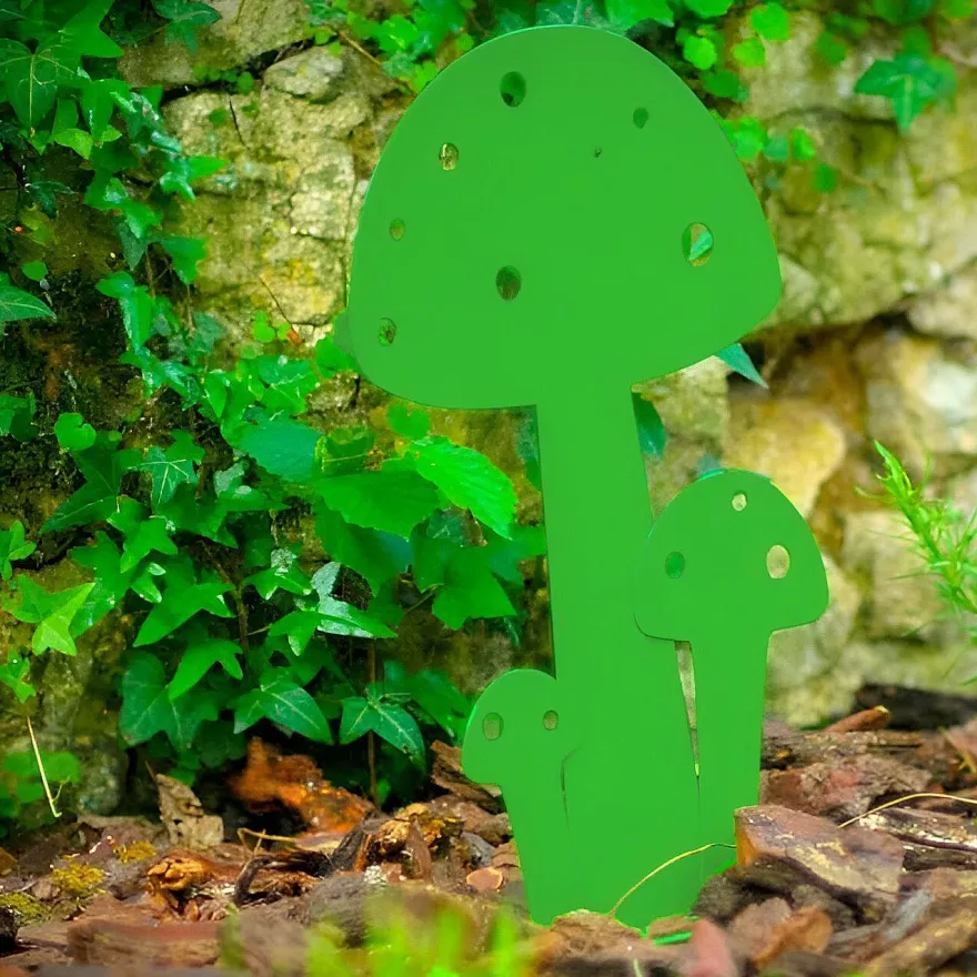 Champignon déco en métal vert (15 cm)