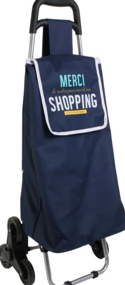 Chariot shopping en polyester 6 roues (Bleu)