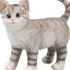 Chat gris debout en résine 21x9x20 cm