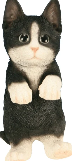 Chaton noir debout en résine 22 cm