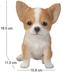 Chiot chihuahua assis en résine 16 cm
