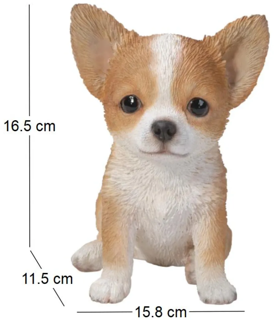 Chiot chihuahua assis en résine 16 cm