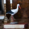 Cigogne en bois sculptée à la main 16 x 6.5 x 21 cm