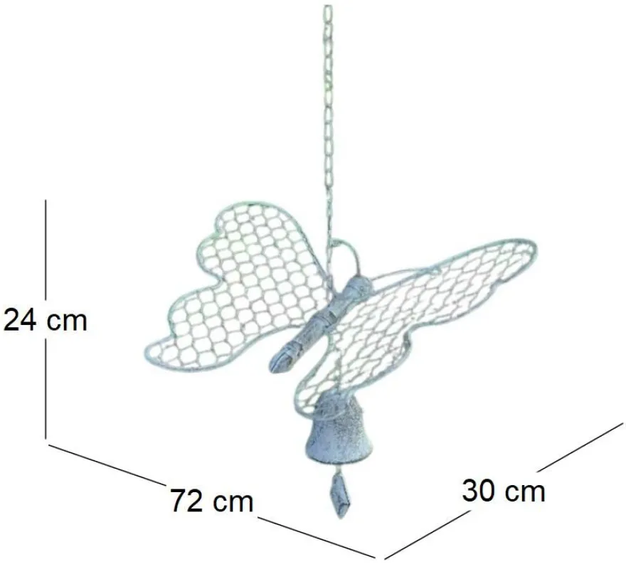 Cloche de jardin papillon blanc patiné