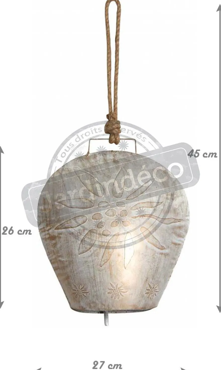 Cloche Edelweiss en métal blanchi (26 cm)