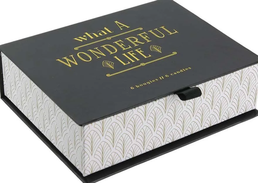 Coffret 6 bougies à la vanille "A wonderful life" (Noir)