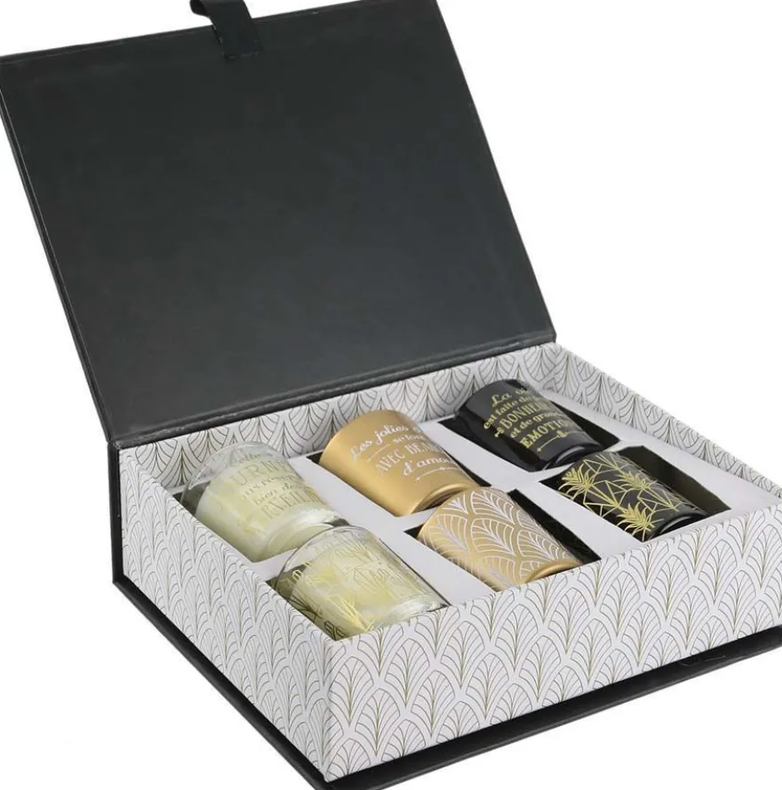 Coffret 6 bougies à la vanille "A wonderful life" (Noir)