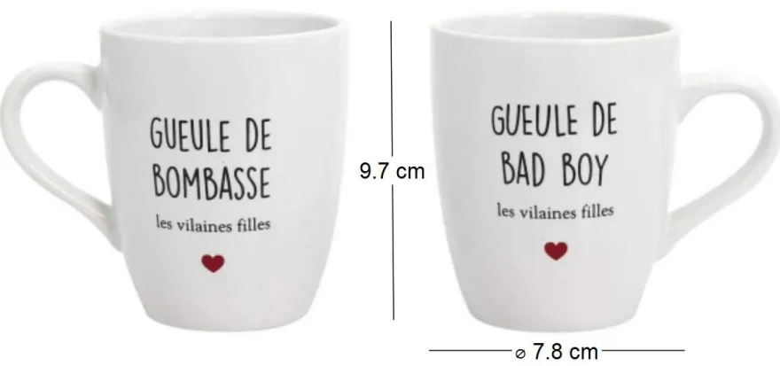 Coffret 2 mugs inscriptions humour