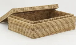 Coffret rectangulaire en rotin naturel