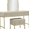 Coiffeuse en bois de pin avec miroir et tabouret Luxury