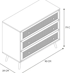 Commode cannage et bois 3 tiroirs Bali