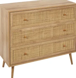 Commode cannage et bois 3 tiroirs Bali