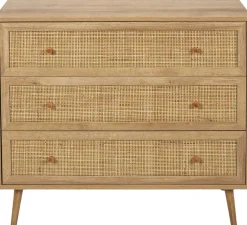 Commode cannage et bois 3 tiroirs Bali