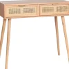 Console en MDF et rotin tressé Roro
