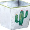 Corbeille carré en métal galvanisé Cactus