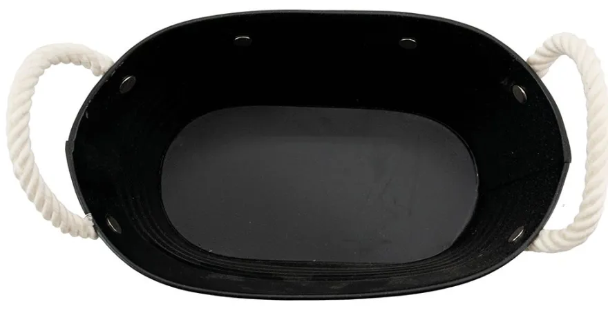 Corbeille ovale en métal laqué noir Bonheur