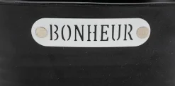Corbeille ovale en métal laqué noir Bonheur