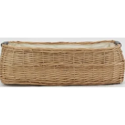 Corbeille rectangulaire en osier buff et coton