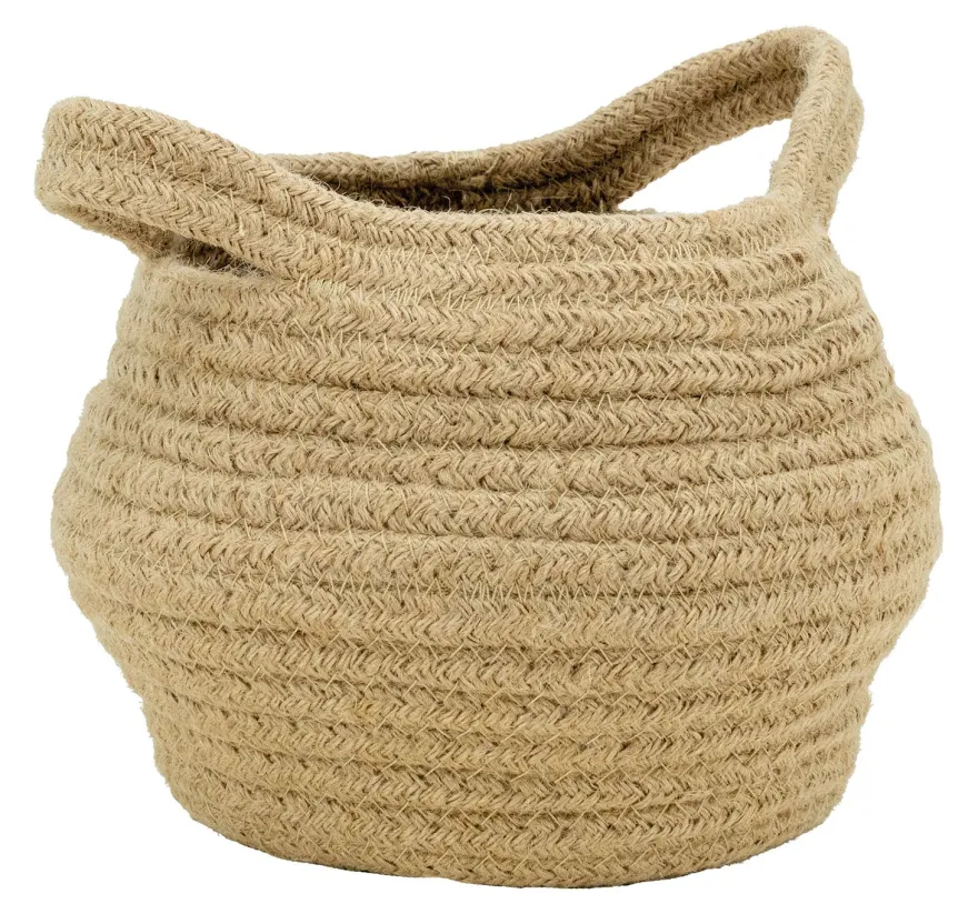 Corbeille ronde en jute naturelle avec 2 poignées