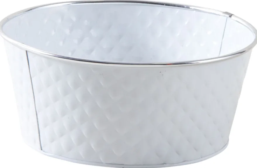 Corbeille ronde en métal laqué blanc