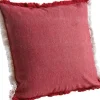 Coussin en coton avec franges (Rouge)
