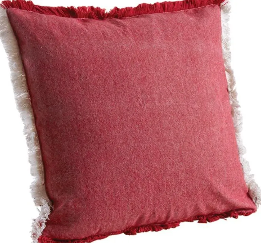 Coussin en coton avec franges (Rouge)