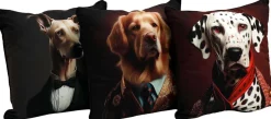 Coussin en polyester imprimé animaux 45 x 45 cm (Lot de 3) (Imprimé chiens)