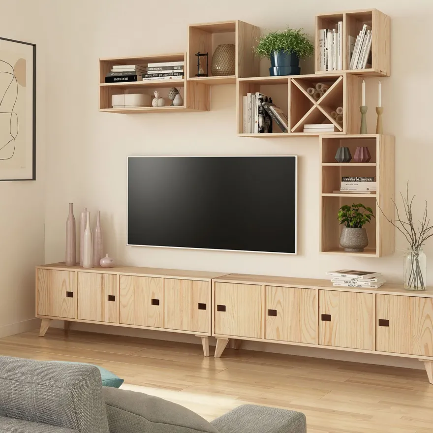 Cube avec range bouteille en pin 12 bouteilles Dinamic