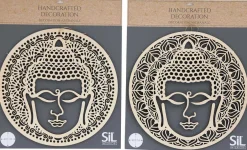 Décoration murale ronde Bouddha 40 cm en bois sculpté