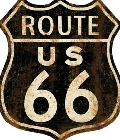 Décoration murale Route US 66 en métal 30 x 35 cm