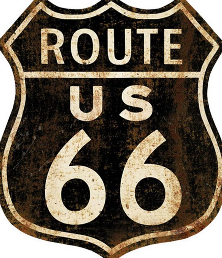 Décoration murale Route US 66 en métal 30 x 35 cm