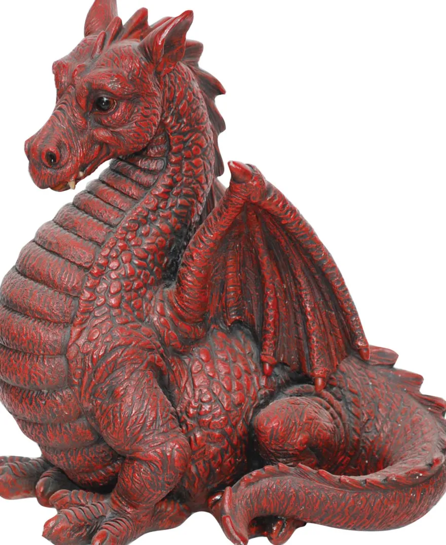 Dragon ailé rouge en résine 51 cm