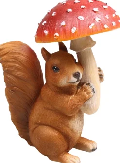 Ecureuil en résine avec champignon 15 x 11 x 21 cm