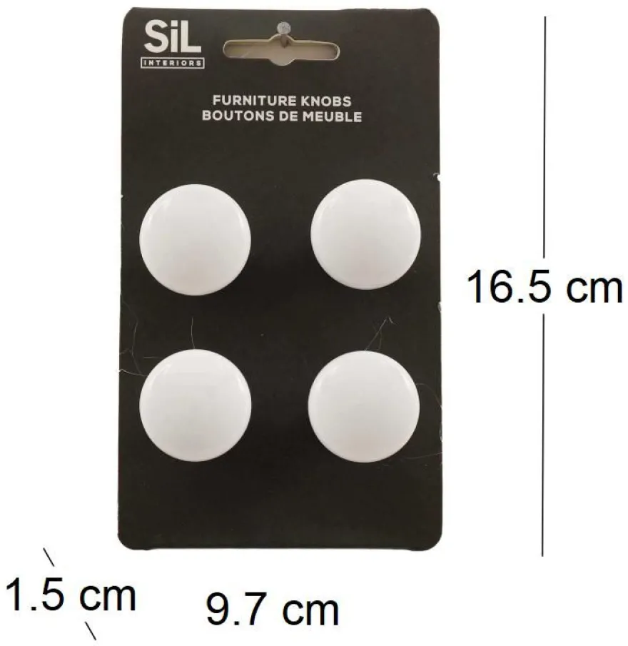 Ensemble de 4 boutons de meuble en alu (Blanc)