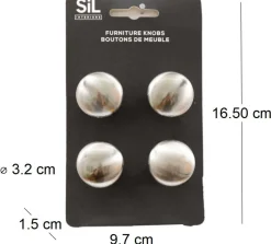 Ensemble de 4 boutons de meuble en alu (Argenté)