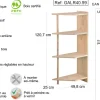 Etagère d'angle en pin brut Gala (4 tablettes)