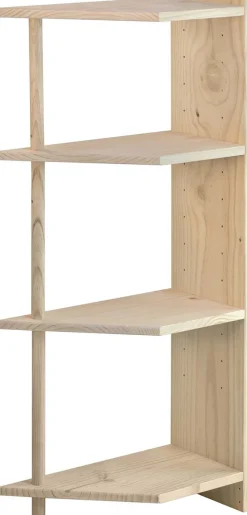 Etagère d'angle en pin brut Gala (4 tablettes)