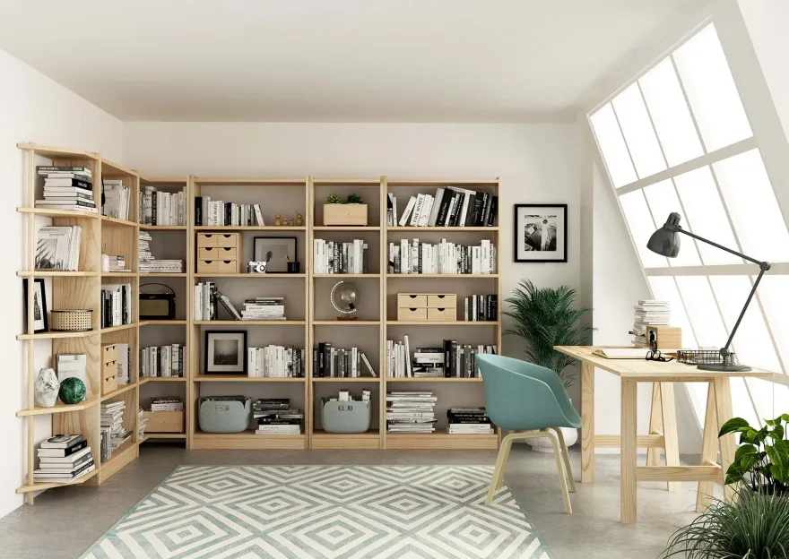 Etagère d'angle en pin brut Gala (4 tablettes)