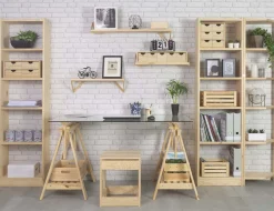 Etagère d'angle en pin brut Gala (4 tablettes)