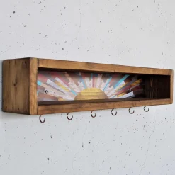 Etagère en bois avec 6 crochets Sunny