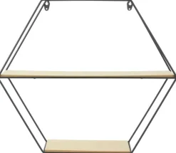 Etagère en bois et métal hexagonale 46 cm