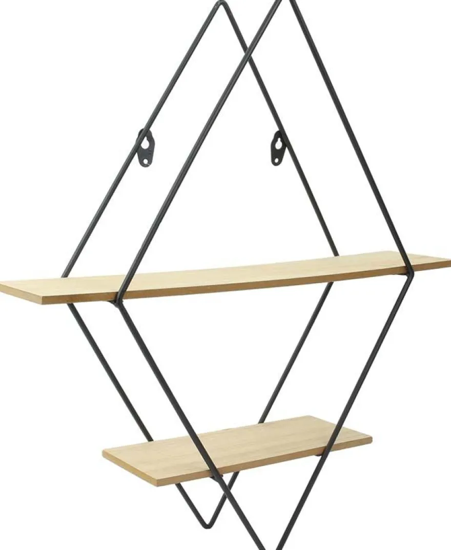 Etagère industrielle losange en bois et métal 46 cm