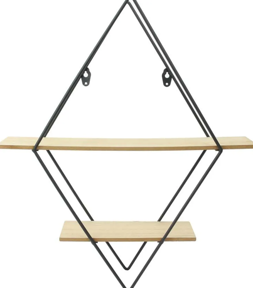 Etagère industrielle losange en bois et métal 46 cm