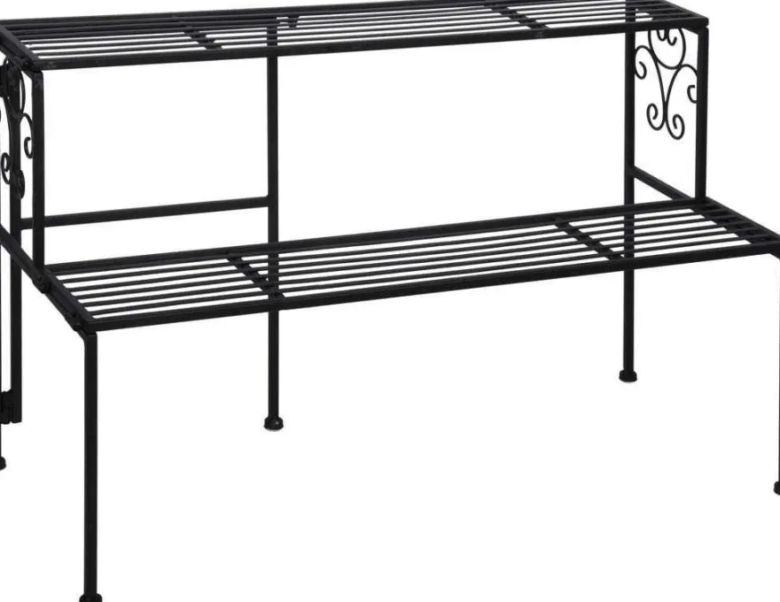 Etagère à plantes pliante en fer (2 niveaux)