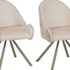 Fauteuil en tissu côtelé Sedia (Lot de 2) (Crème)