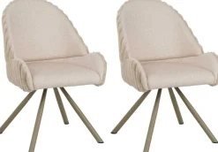 Fauteuil en tissu côtelé Sedia (Lot de 2) (Crème)