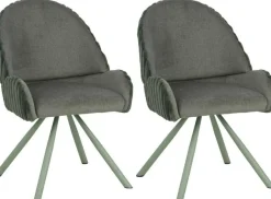 Fauteuil en tissu côtelé Sedia (Lot de 2) (Vert)
