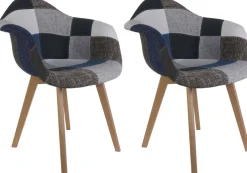 Fauteuil scandinave Patchwork (Lot de 2) (Bleu)