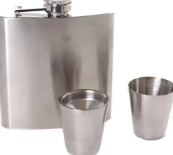 Flasque à whisky en inox avec 2 gobelets