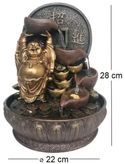 Fontaine d"intérieur en résine bouddha chanceux
